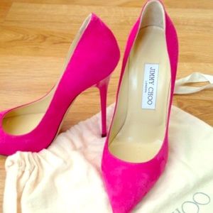 Pink Jimmy Choo suede pumps